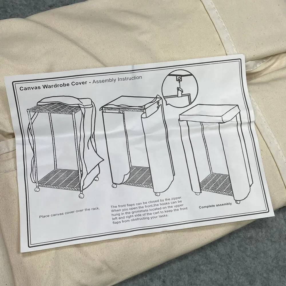 Vtg The Container Store Large Canvas Garment Rack Cover 48 InterMetro NOS
